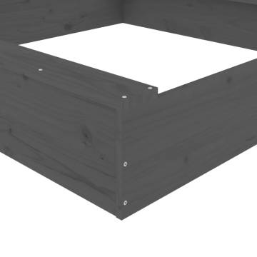 Grey Square Solid Wood Pine Sandbox with Seats | HipoMarket