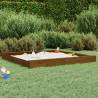 Sandbox with Seats - Honey Brown Square Solid Pine Wood