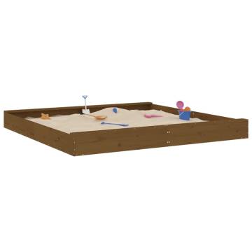 Sandbox with Seats - Honey Brown Square Solid Pine Wood