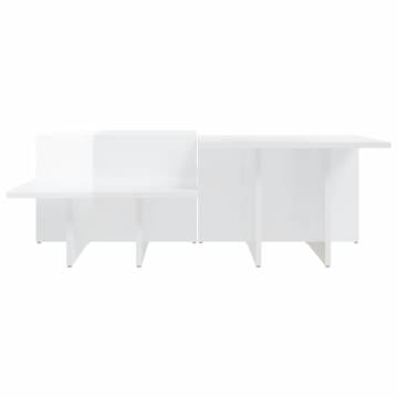 Elegant High Gloss White Coffee Tables - 2 Pcs