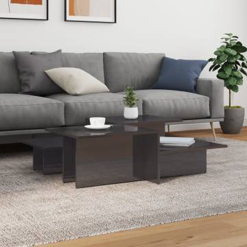 Stylish High Gloss Grey Coffee Tables - 2 pcs | Hipo Market