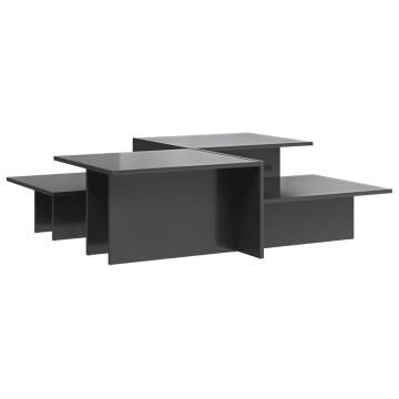 Stylish High Gloss Grey Coffee Tables - 2 pcs | Hipo Market