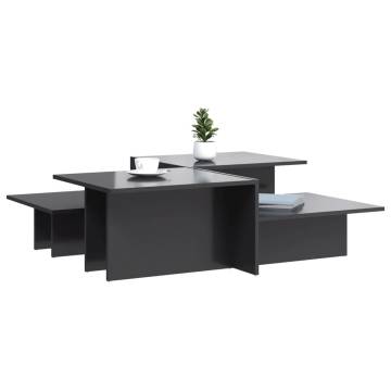 Stylish High Gloss Grey Coffee Tables - 2 pcs | Hipo Market