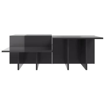 Stylish High Gloss Grey Coffee Tables - 2 pcs | Hipo Market