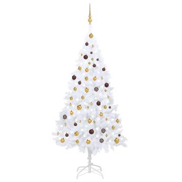 Pre-lit 210 cm White Artificial Christmas Tree with Ball Set