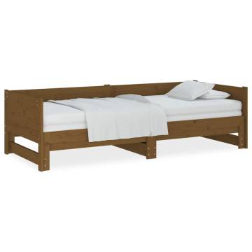 Pull-out Day Bed Honey Brown Solid Wood Pine | Hipomarket