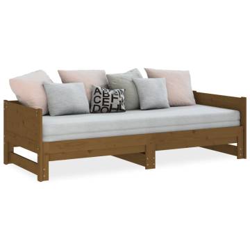 Pull-out Day Bed Honey Brown Solid Wood Pine | Hipomarket