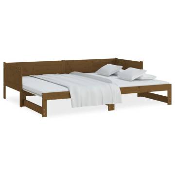 Pull-out Day Bed Honey Brown Solid Wood Pine | Hipomarket