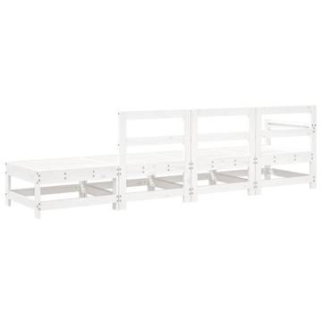 4 Piece Garden Lounge Set - Solid Pine Wood - White