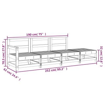 4 Piece Garden Lounge Set - Honey Brown Solid Wood Pine