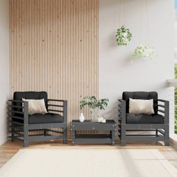 Garden Chairs 2 pcs Grey Solid Wood Pine - Perfect for Outdoors