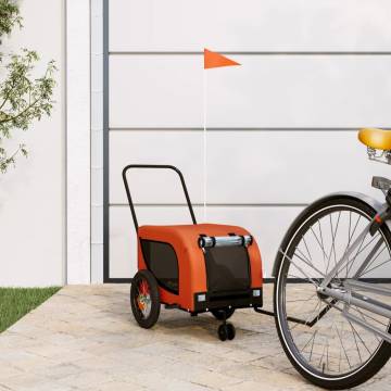 Pet Bike Trailer - Orange & Black Oxford Fabric | HipoMarket