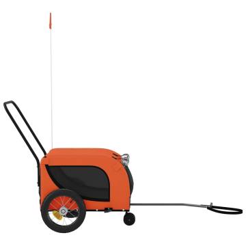 Pet Bike Trailer - Orange & Black Oxford Fabric | HipoMarket