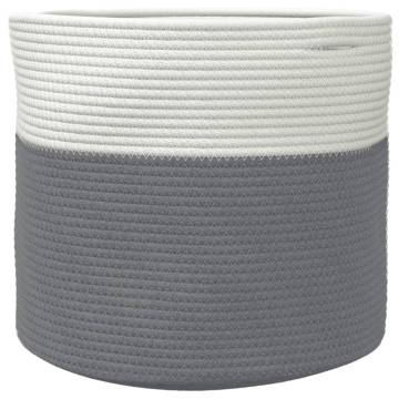 Stylish Grey & White Cotton Storage Basket Ø40x35 cm