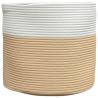 Storage Basket Beige & White Ø40x35 cm Cotton - Stylish & Practical