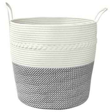 Storage Basket Grey and White Ø43x38 cm Cotton - Hipomarket