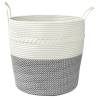 Storage Basket Grey and White Ø43x38 cm Cotton - Hipomarket