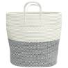 Storage Basket Grey and White Ø43x38 cm Cotton - Hipomarket