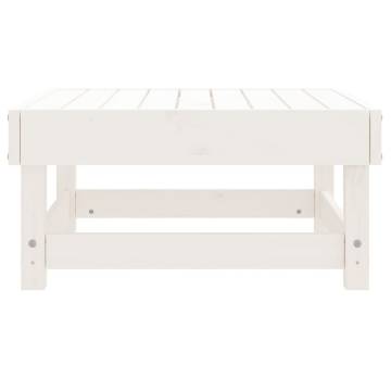 Garden Footstool White Solid Wood Pine | HipoMarket