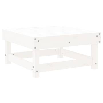 Garden Footstool White Solid Wood Pine | HipoMarket