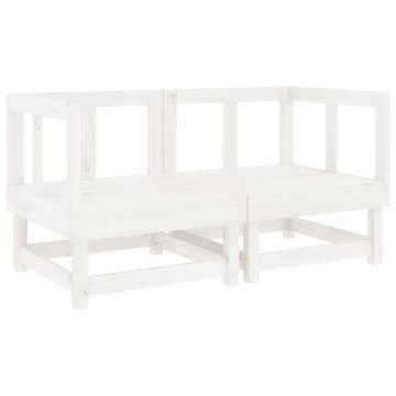 Garden Corner Sofas - 2 pcs White Solid Wood Pine | HipoMarket