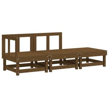 3 Piece Garden Lounge Set - Honey Brown Solid Wood Pine