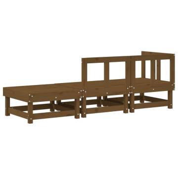 3 Piece Garden Lounge Set - Honey Brown Solid Wood Pine