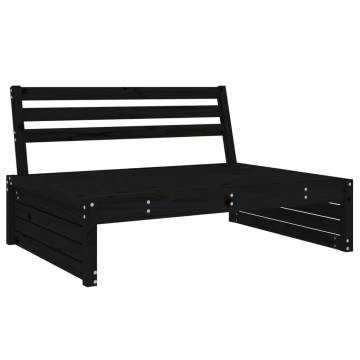 Garden Middle Sofa Black 120x80 cm - Solid Pine Wood