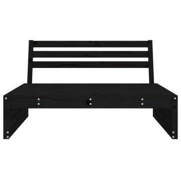 Garden Middle Sofa Black 120x80 cm - Solid Pine Wood