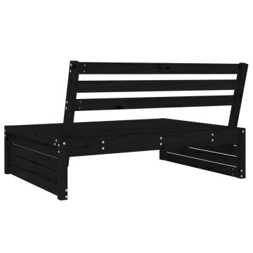 Garden Middle Sofa Black 120x80 cm - Solid Pine Wood