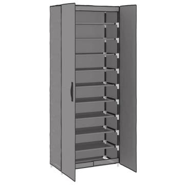 Stylish Grey Shoe Cabinet 60x30x166 cm - 10-Tier Organizer