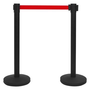 Stanchions with Belts - 4 pcs Airport Barrier Iron Black