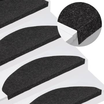 Self-Adhesive Stair Mats - 15 pcs Black | HipoMarket