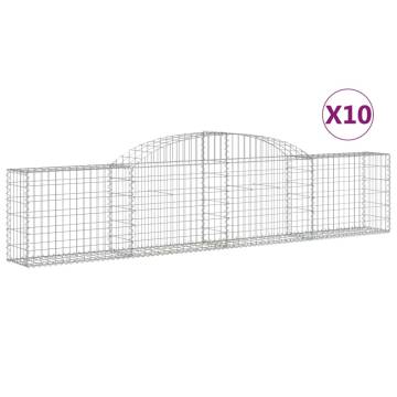 Arched Gabion Baskets 10 pcs - Galvanised Iron Garden Barriers