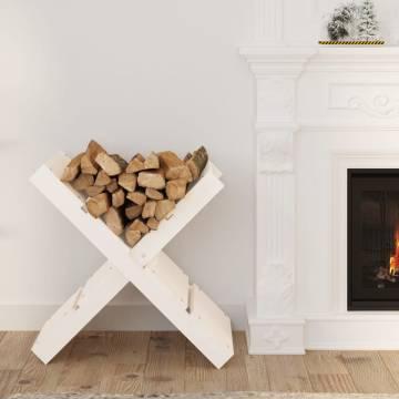 Log Holder White 47x39.5x48 cm | Durable Solid Pine Wood