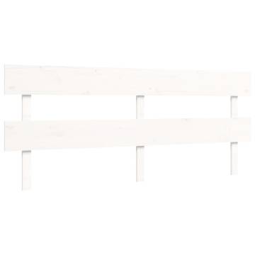 White Super King Size Bed Frame with Headboard - Solid Wood