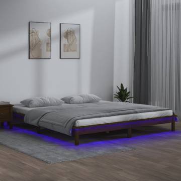 LED Bed Frame Honey Brown 180x200 cm Super King Size