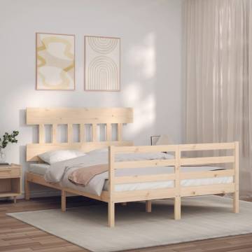 Solid Wood Small Double Bed Frame with Headboard | HipoMarket