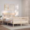 Bed Frame with Headboard Small Double Solid Wood Colour natural Size 120 x 190 cm Model low 