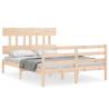 Solid Wood Small Double Bed Frame with Headboard | HipoMarket