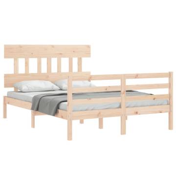 Solid Wood Small Double Bed Frame with Headboard | HipoMarket