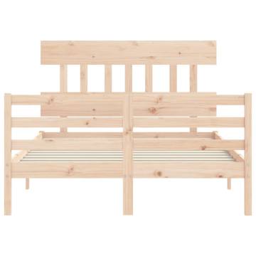 Solid Wood Small Double Bed Frame with Headboard | HipoMarket