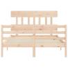 Solid Wood Small Double Bed Frame with Headboard | HipoMarket