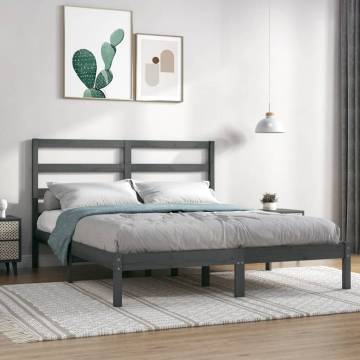 Grey Solid Wood Pine Bed Frame 120x200 cm - Hipomarket