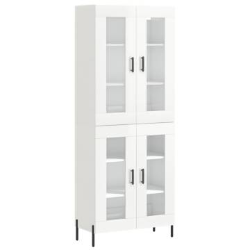 Stylish Highboard High Gloss White - 69.5x34x180 cm