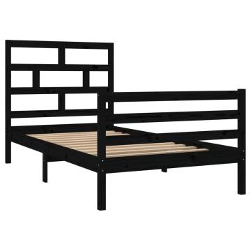 Black Solid Wood Pine Bed Frame 100x200 cm | Hipomarket