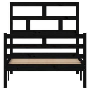 Black Solid Wood Pine Bed Frame 100x200 cm | Hipomarket