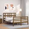 Bed Frame with Headboard Honey Brown Small Double Solid Wood Colour honey brown Size 120 x 190 cm 