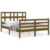 Honey Brown Small Double Bed Frame with Headboard - Solid Wood