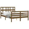 Honey Brown Small Double Bed Frame with Headboard - Solid Wood